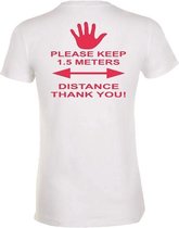 Heren T-shirt neon rood keep 1,5 meters distance XL