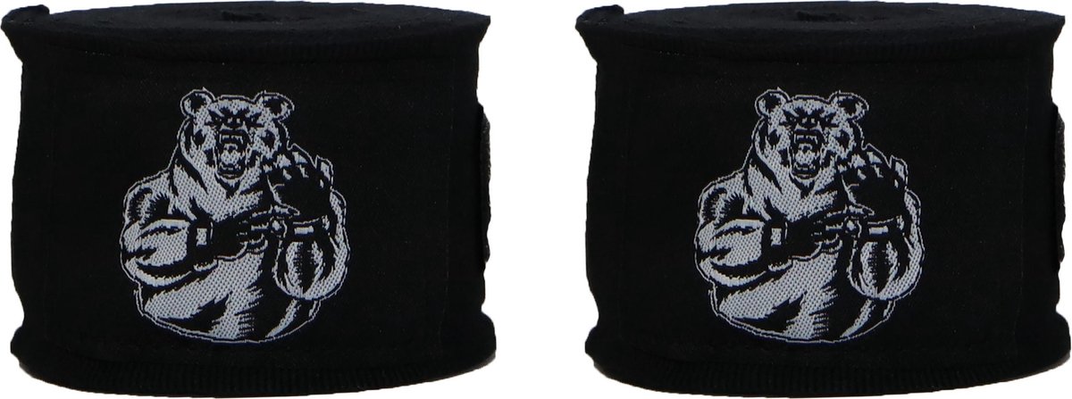 ORCQ Bear boxing handwraps- Boks Wraps - Boksbandages - Kickboks bandage - Paar - 250cm Zwart - Orcq