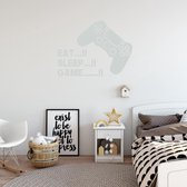 Muursticker Eat, Sleep Game -  Lichtgrijs -  100 x 75 cm  -  baby en kinderkamer - jongens  engelse teksten  baby en kinderkamer  alle - Muursticker4Sale