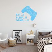 Muursticker Eat, Sleep Game - Lichtblauw - 60 x 45 cm - baby en kinderkamer - jongens engelse teksten baby en kinderkamer