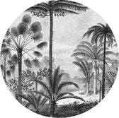 Made on Friday - Behangcirkel Jungle Drawing 80x80cm - Zelfklevend behang met matte textiel uitstraling