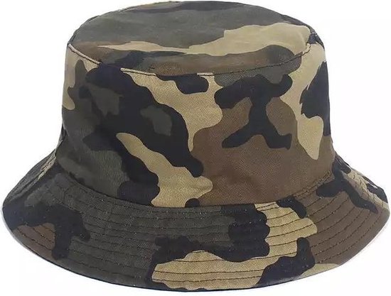 Bucket Hat Legerprint - Maat 56/58 Omkeerbaar Camouflage Army Pet Regenhoed Militaire Vissershoed - Groen