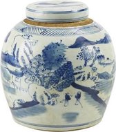 The Ming Garden Collection | Chinees Porselein | Porseleinen Pot Met Chinees Landschap | Blauw & Wit