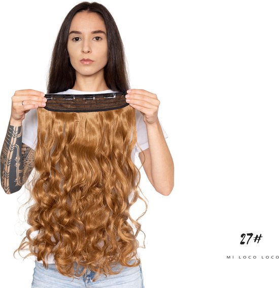 Wavy hairextension cm lang krullend haar synthetisch, bruin kleur #27 van... | bol.com