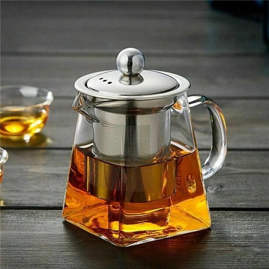 Théière en acier inoxydable avec couvercle infuseur Service à thé avec  filtre Théière en vrac Théière Bouilloire 1,5 L 