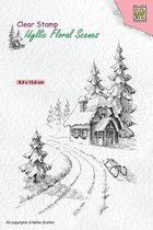 IFS023 Clear Stamps Idyllic Floral Scenes Nellie Snellen Wintery house - stempel winterlandschap kerst cottage
