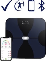 Weegschaal – Smart Personenweegschaal – Slimme Weegschaal Met App – BMI – Vetpercentage - Multifunctioneel - Zwart