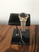 Watch Stand / The Display / Horlogestandaard - Zwart Marmer, Rosegouden Standaard, Kalfsleer