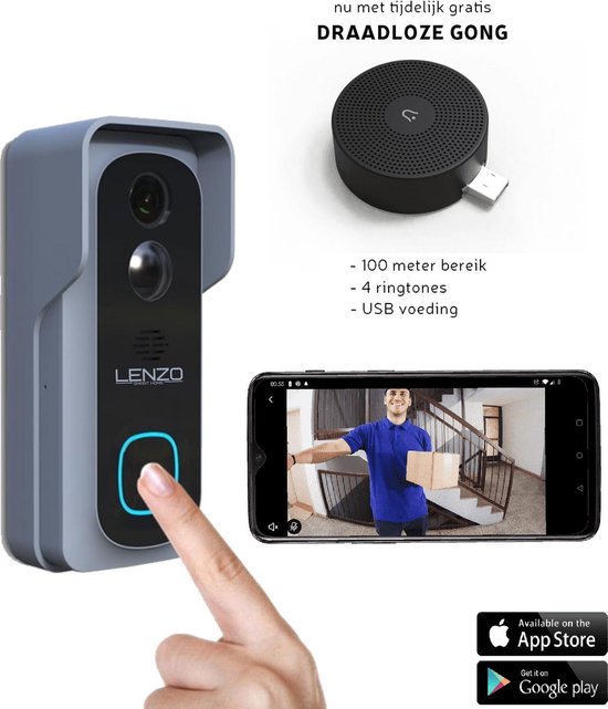Geaccepteerd Eigenlijk liberaal Lenzo x24 Intercom Draadloos video deurbel voor smartphone - thuis Intercom  video... | bol.com
