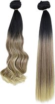 Clip In Extensions 7 Banen set, Warm Blonde Ombre, 55 cm & 160 gram, steil