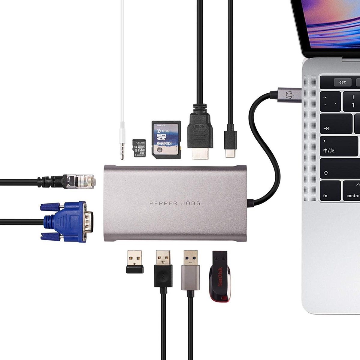 Adaptateur USB C vers Ethernet, adaptateur LAN USB Type C vers RJ45 Gigabit  Ethernet avec chargeur 60W, compatible /p-j