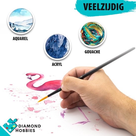 12 stuks ronde acrylpenselen, premium waterverf, professionele kunstenaarskwasten, acrylverf, houten handvat, vergulde kwasten