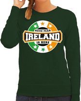 Have fear Ireland is here sweater met sterren embleem in de kleuren van de Ierse vlag - groen - dames - Ierland supporter / Iers elftal fan trui / EK / WK / kleding S