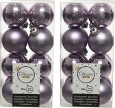 32x Lila paarse kunststof kerstballen 4 cm - Mat/glans - Onbreekbare plastic kerstballen - Kerstboomversiering lila paars