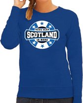 Have fear Scotland is here sweater met sterren embleem in de kleuren van de Schotse vlag - blauw - dames - Schotland supporter / Schots elftal fan trui / EK / WK / kleding S