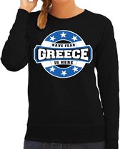 Have fear Greece is here sweater met sterren embleem in de kleuren van de Griekse vlag - zwart - dames - Griekenland supporter / Grieks elftal fan trui / EK / WK / kleding 2XL