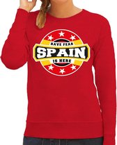 Have fear Spain is here sweater met sterren embleem in de kleuren van de Spaanse vlag - rood - dames - Spanje supporter / Spaans elftal fan trui / EK / WK / kleding XL