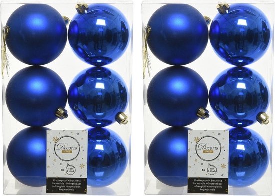 12x Kobalt blauwe kunststof kerstballen 8 cm - Mat/glans - Onbreekbare  plastic... | bol.com