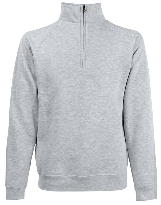 Lichtgrijze fleece sweater/trui met rits kraag voor heren/volwassenen - Katoenen/polyester sweaters/truien XL (EU 54)