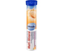 Foto: Mivolis multi minerale bruistabletten met calcium en magnesium 6 sporenelementen sinaasappel passievrucht smaak 20 stuks 