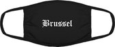 Brussel mondkapje | gezichtsmasker | bescherming | bedrukt | logo | Zwart mondmasker van katoen, uitwasbaar & herbruikbaar. Geschikt voor OV