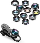 DrPhone APEX11 PRO - 11 in 1 Telefoon Camera Lenzen – Professioneel Fotografie – HD Lenzen - Groothoek / Macro / Fish Eye / CPL / ND32 / StarFilter / Kaleidoscope  Lens Loep / Kleuren Filters art