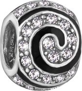 Quiges - 925 - Zilveren - Bedels -Sterling zilver - Beads - Zirkonia Spiraal Kraal Charm - Geschikt – voor - alle bekende merken - Armband Z655