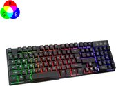Gaming toetsenbord| Gaming Toetsenbord met RGB LED Verlichting |QWERTY -|Bedraad | Zwart