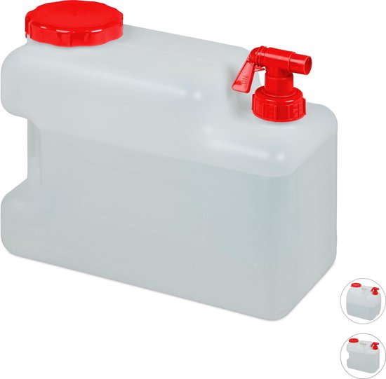 Relaxdays jerrycan met kraan - schroefdop - watertank - camping - tuin - kunststof - 18 liter - BPA-vrij - wit-rood van Relaxdays — afbeelding 4
