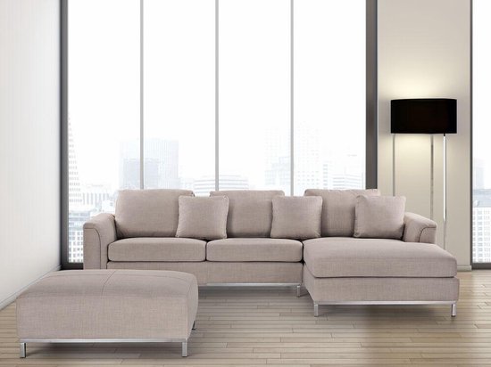 Beliani OSLO - Corner Sofa (L) - Beige - Polyester | bol.com
