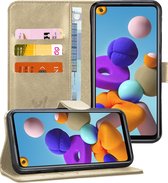 Samsung A21s Hoesje - Samsung Galaxy A21s Hoesje - Book Case Leer Wallet Goud