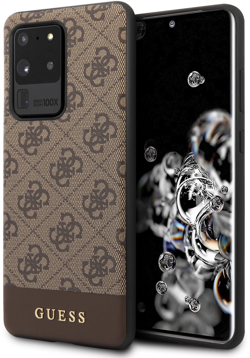 Samsung Galaxy S20 Ultra Backcase hoesje - Guess - Effen Bruin - Kunstleer