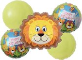 Leeuw-Folie-Ballonnen-Set(5stuks)-Jungle safari- 1 + 1 gratis