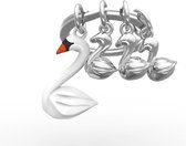 Metalmorphose sleutelhanger zwanen chrome Swan Family