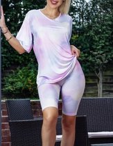 Tie dye set cycling short + t-shirt maat L