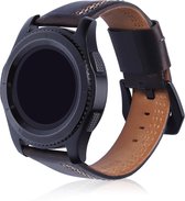 Leren bandje Samsung Gear S3 zwart kleurige sluiting Donkerbruin | Watchbands-shop.nl