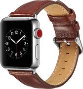 Leren Apple Watch bandje met klassieke zilverkleurige gesp 38mm - 40mm Bruin Watchbands-shop.nl