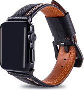 Leren bandje Apple Watch met klassieke zwarte gesp Zwart 42mm - 44mm Watchbands-shop.nl