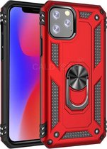 Apple iPhone 8 Shockproof Armor Hoesje | Rood | Back Cover | Magneet voor autohouder