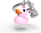 Metalmorphose sleutelhanger roze eend Duckling