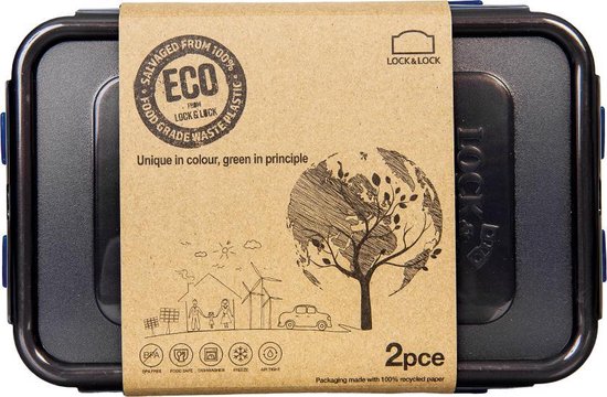 Contenants pour aliments frais Lock & Lock ECO | Boîte à lunch - Lot de 2 pièces - 1 + 1,4 litres
