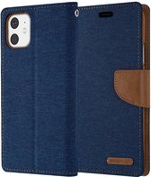 Apple iPhone 11 Denim Bookcase - Blauw - Spijkerstof - Portemonnee hoesje