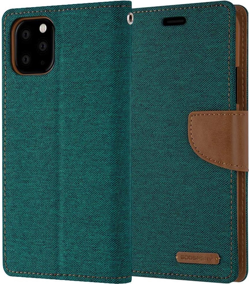 Apple iPhone 11 Pro Denim Bookcase - Groen - Spijkerstof - Portemonnee hoesje