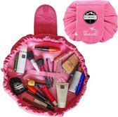 Reismonkey Velvet Toilettas/Make-up Tasje – Voor Op Reis/Vakantie/Kamperen – Travel Bag Organizer voor Dames/Meisje/Kinderen – Make-up Organizer/Cosmetic Bag – Reisartikelen – Roze - Reiscade