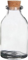 Glazen flesje Mini met kurk 20ml 6cm hoog Ø 3 cm (tray met 105 stuks)