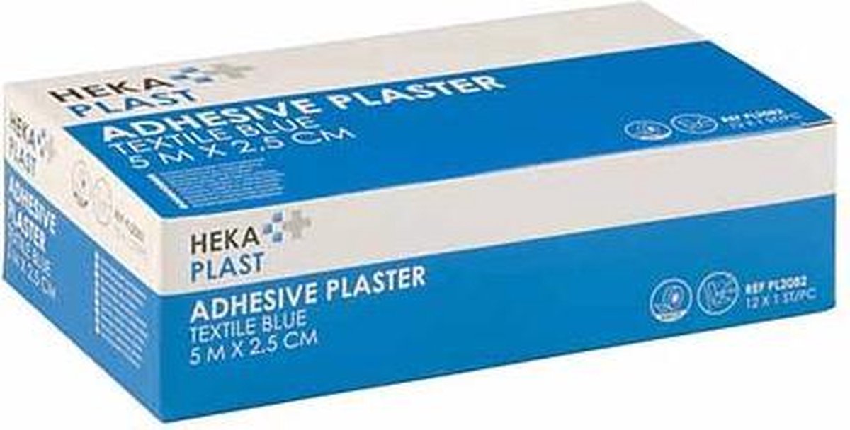 Goedkoopste Hechtpleister textiel blauw 5 x 2.5 - 12 rollen