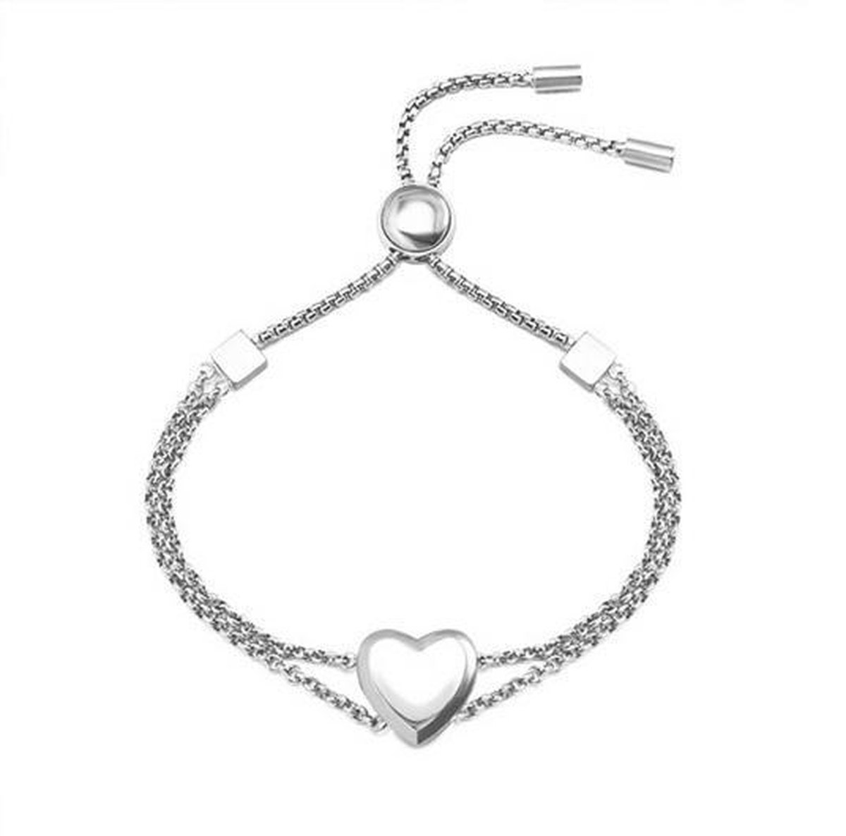 Shoplace Hart armband dames - 19cm - Zilver - Valentijn cadeautje voor haar