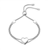 Shoplace Hart armband dames - 20cm - Zilver - Kerst cadeau
