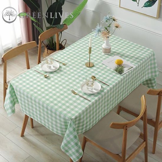 GreenLives - Luxe Tafelkleed Ruitje - 180 x 120 cm - Mint Groen - 100%  Polyester -... | bol.com
