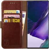 Rosso Element Book Case Wallet Hoesje Geschikt voor Samsung Galaxy Note 20 Ultra | Portemonnee | 3 Pasjes | Magneetsluiting | Stand Functie | Bruin